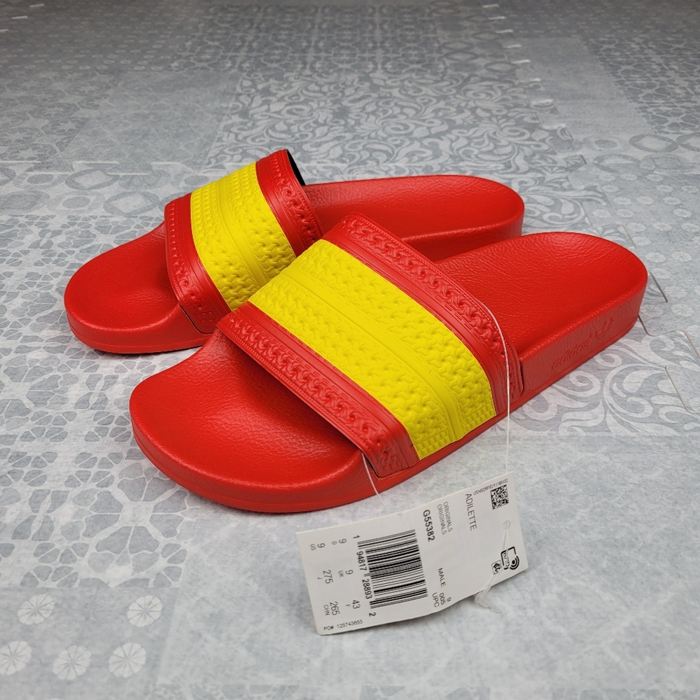adidas Adilette Slides Men's 5 6 Spain Red Yellow